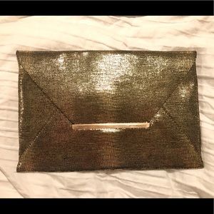 BCBG Maxazria Gold Black Envelope Clutch Handbag